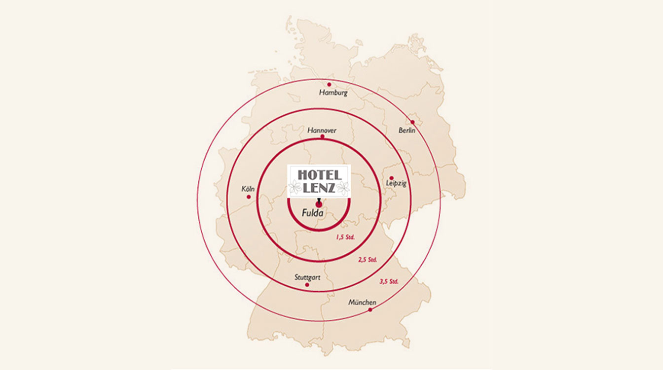 Deutschlandkarte mit Standort Hotel in Fulda